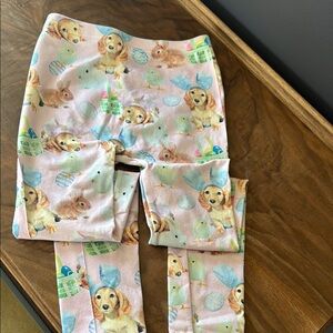 Pink Easter Puppy & Chick Printed Leggings